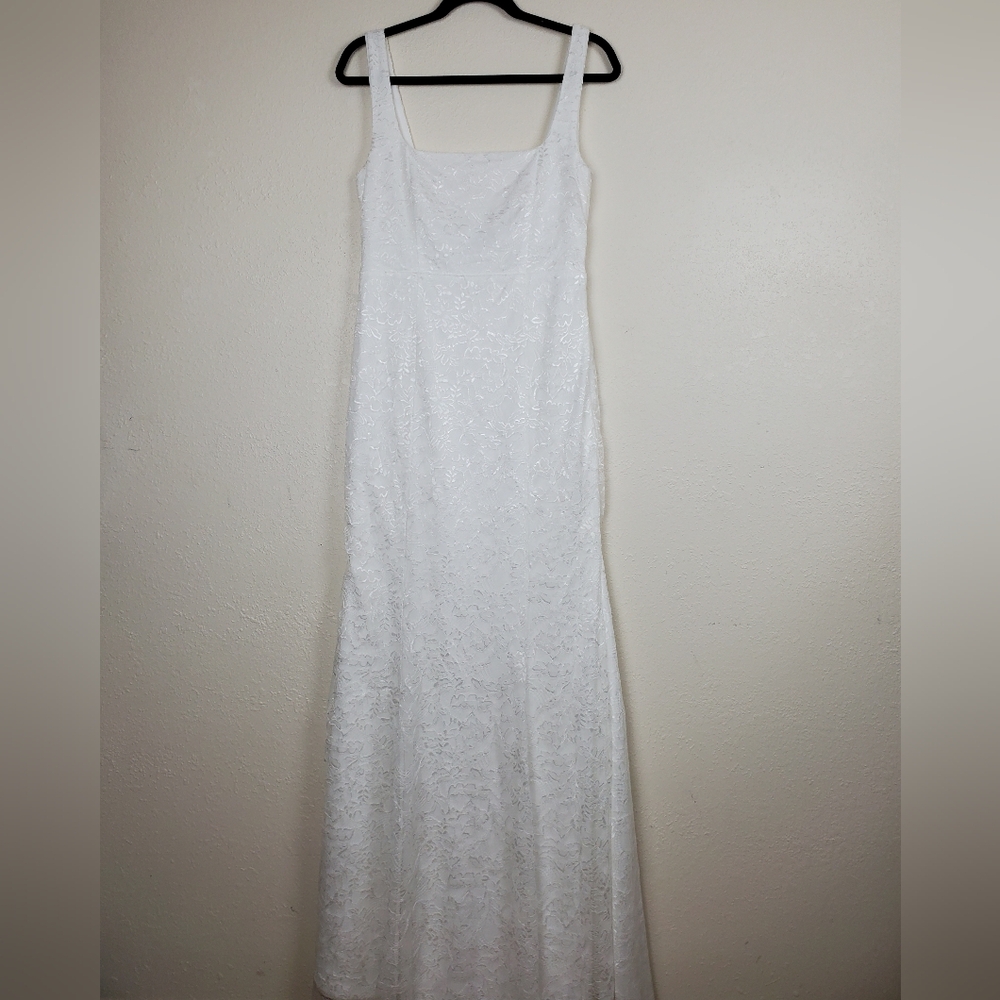 Lulus Eternal Happiness White Lace Square Neck Mermaid Maxi Dress Size M